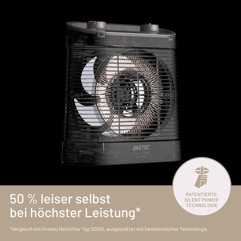 Imetec Silent Power Comfort Stille en compacte thermoventilator, 2100 W, met 4 standen, kamer- en ve