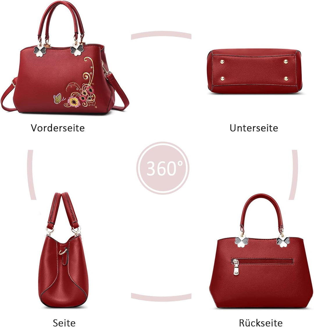 VARLIVOO Elegant Damen Handtaschen Stickerei Schultertaschen Frauen Umhängetasche Taschen Reisen Sho