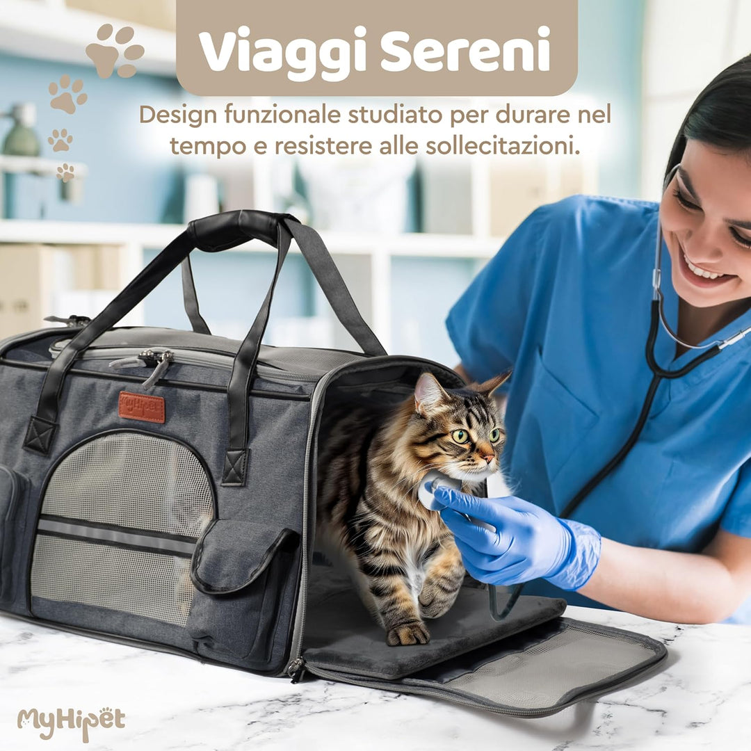 Transportbox für Katzen und Hunde, gross, aus 300D Oxford-Gewebe, ideal auch für Flugreisen – Grösse