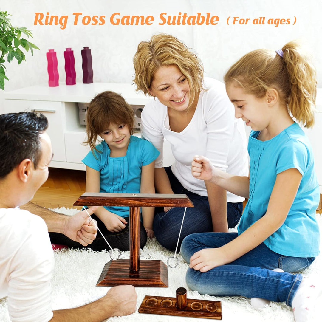 Ring Toss Game, Holz Tischplatte Hook Ringwurfspiel Kinder, Premium Party Wurfspiele Spiel für Famil