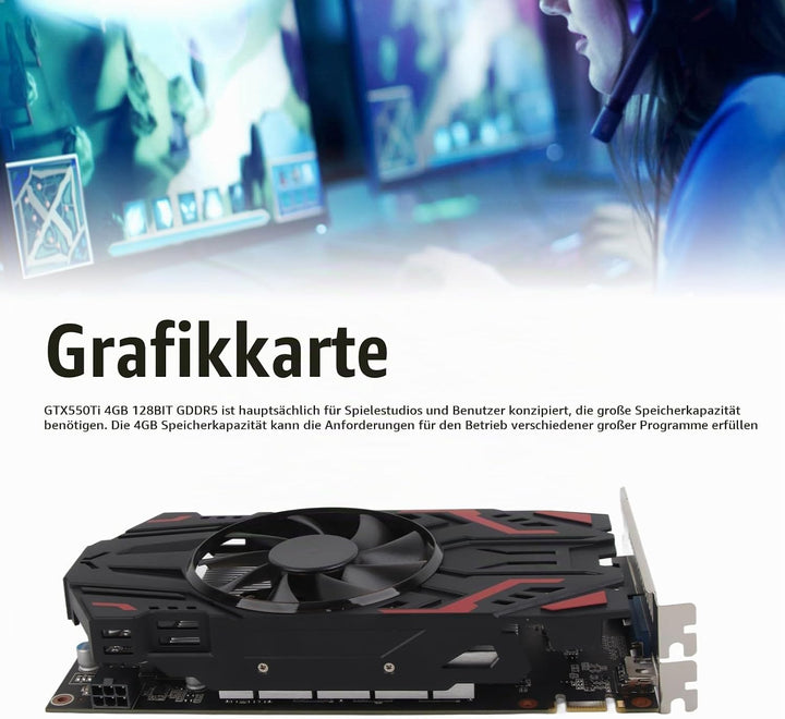 VBESTLIFE GTX550Ti-Grafikkarte, 4 GB 128 BIT GDDR5 3400 MHz Desktop-Computer-Gaming-Grafikkarte, PCI