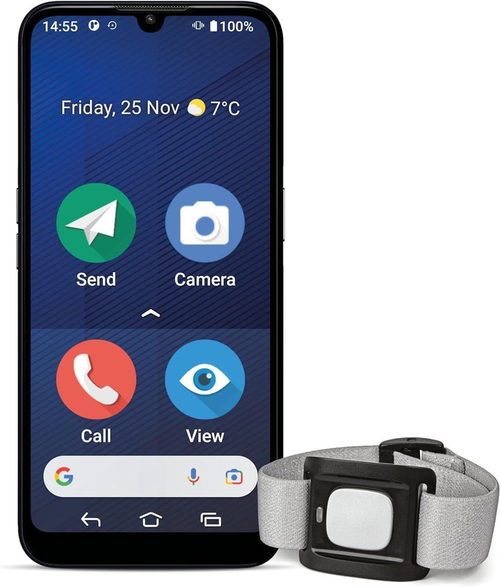 Doro - 8200 Secure - 4G-Senioren-Smartphone ohne Vertrag - Mit Notruf-Armband - 6.1'' Display - Notr