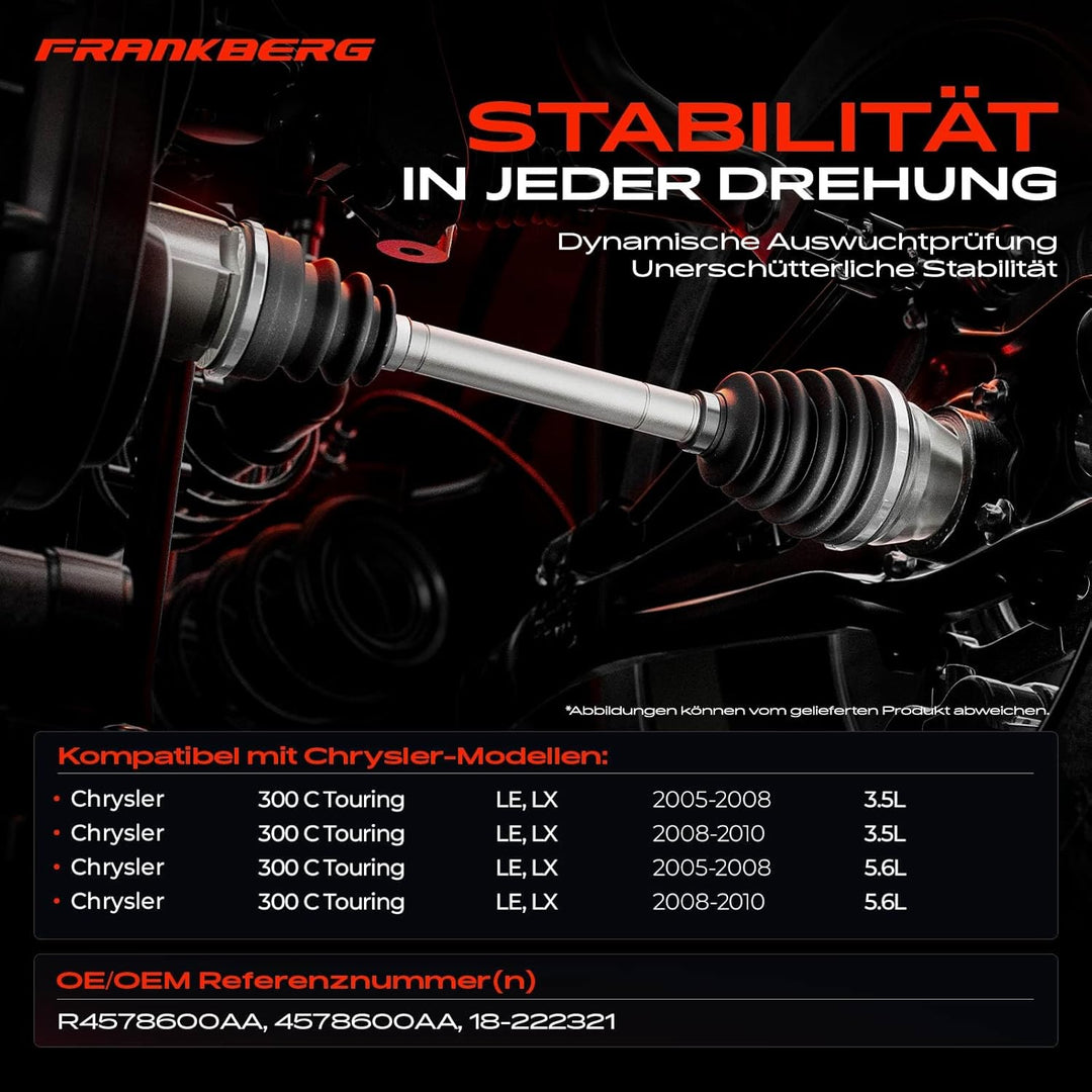 Frankberg Antriebswelle Automatikgetriebe mit ABS-Zahnring Vorderachse Rechts Kompatibel mit 300 C T