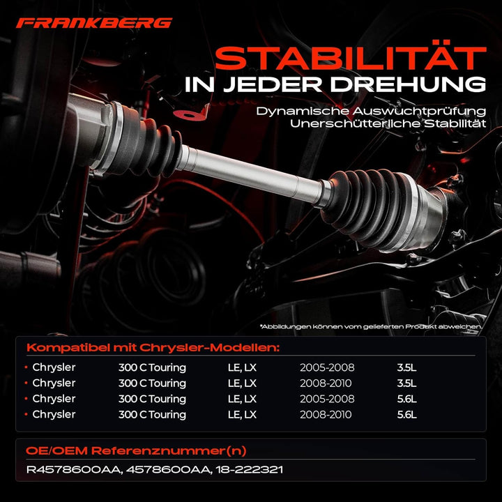 Frankberg Antriebswelle Automatikgetriebe mit ABS-Zahnring Vorderachse Rechts Kompatibel mit 300 C T