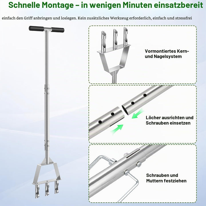 Rasenlüfter, Aerifizierer für Rasen Hohlspoon mit 3 Kerne, Manueller Rasenbelüfter für Rasenpflege u