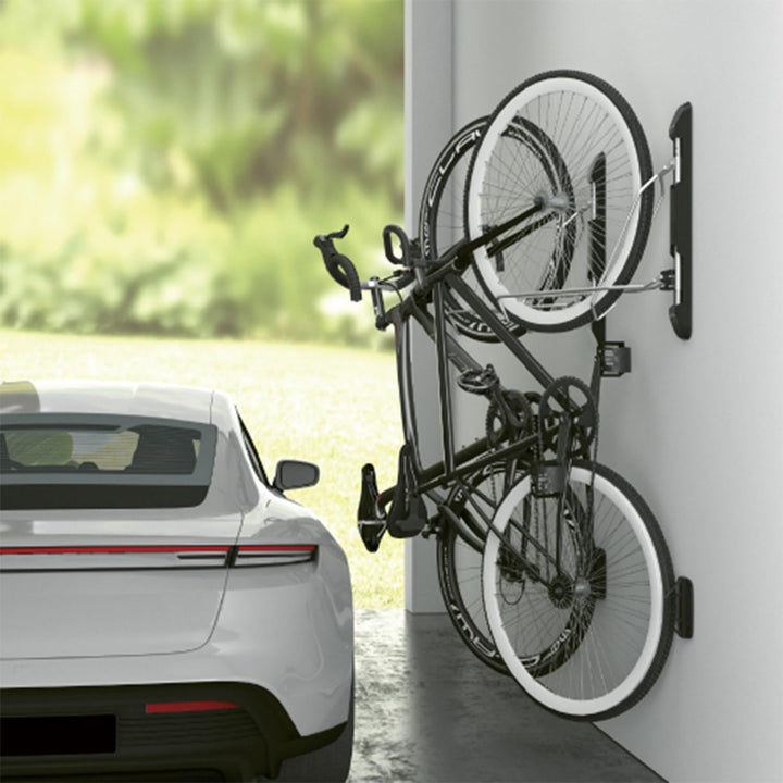 Maclean MC-471 Vertikaler, schwenkbarer und klappbarer Fahrradhalter für die Wand, 5-stufige Höhenve