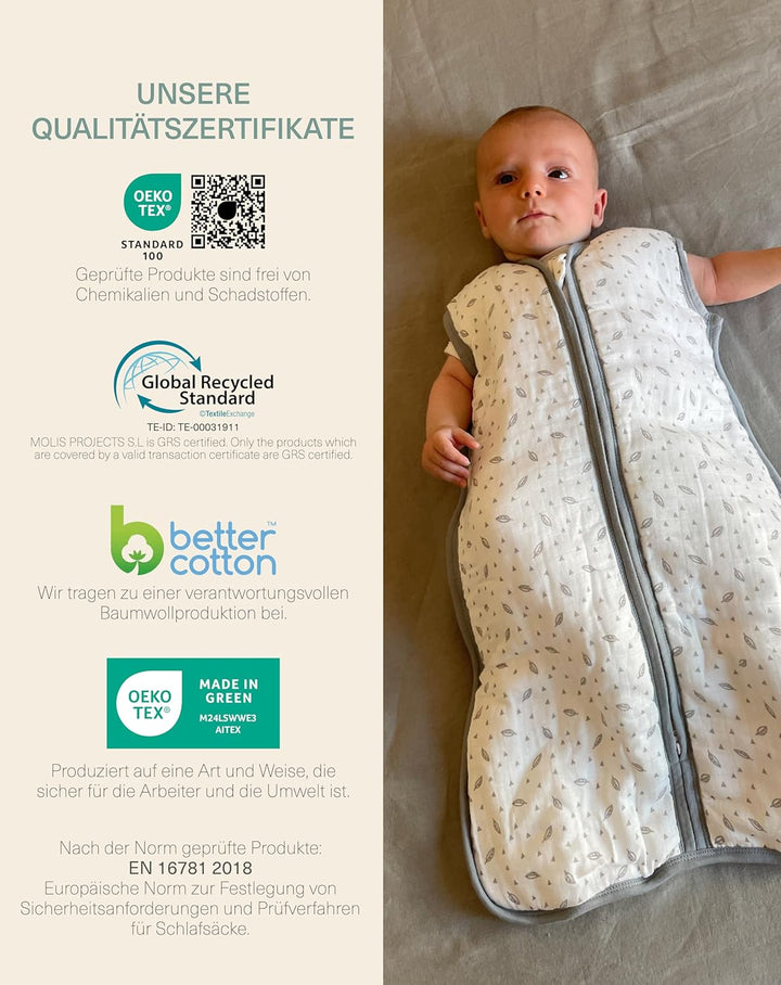 molis&amp;co. Baby schlafsack. 1.0 TOG. Grösse: 85 cm (6-18 Monate). Ideal für Übergang. Superweich und