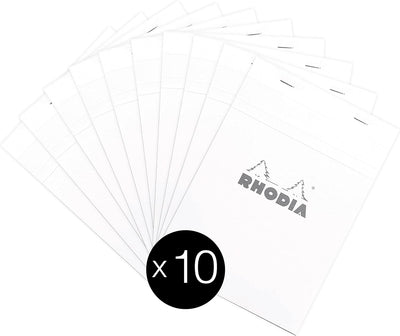 Rhodia 16201C - Packung mit 10 Notizblöcken No.16, DIN A5 80 Blätter kariert 80g, Weiss, 1 Pack Weis