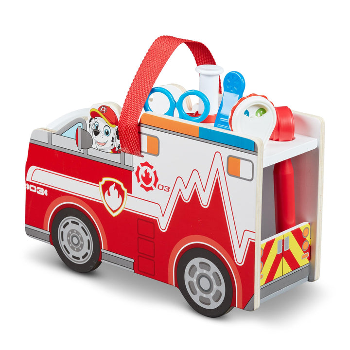 Melissa & Doug PAW Patrol Marshalls Arztset aus Holz, PAW Patrol Rettungswagen mit Erste-Hilfe-Kaste