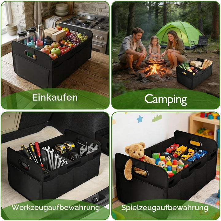 Kofferraum Organizer Auto 70L, Faltbare Kofferraumtasche mit Tragegriff, Grosse stabile Kofferraumbo