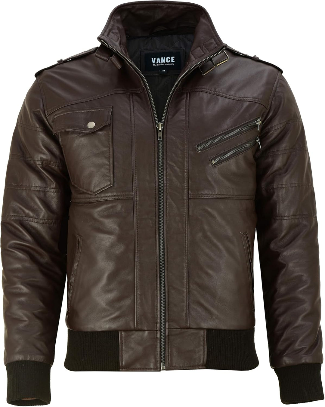Vance Herren Echt Lederjacke aus 100% Lammleder Abnehmbarer Hoodie M Dunkelbraun, M Dunkelbraun
