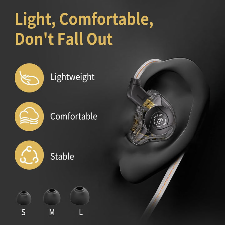 CCZ MC02 In Ear Monitor, In Ear Gaming Kopfhörer 10-mm-Dual-Magnet DD PET-Membran, IEM Kraftvoller B