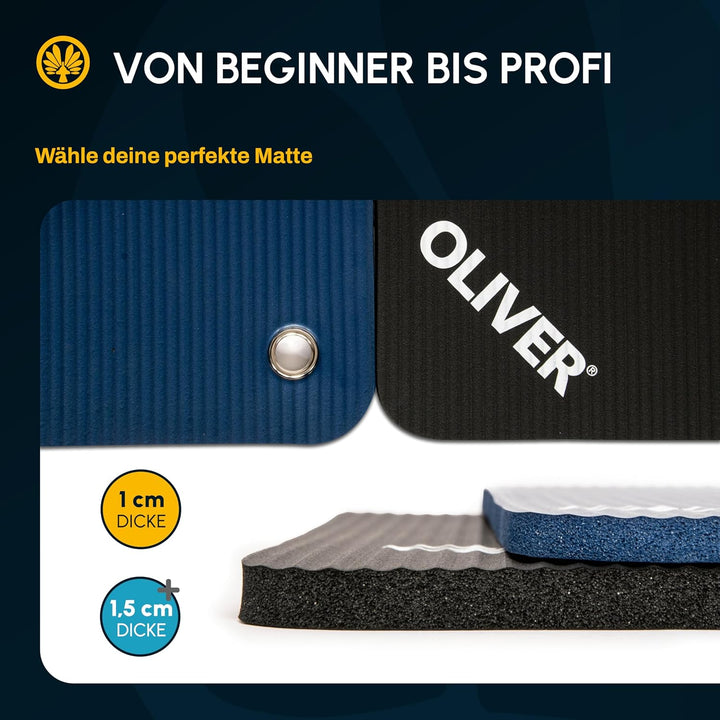 Oliver – rutschfeste Sportmatte mit Quer-Rillen – Yogamatte für Yoga, Pilates, Gymnastik &amp; Fitness –