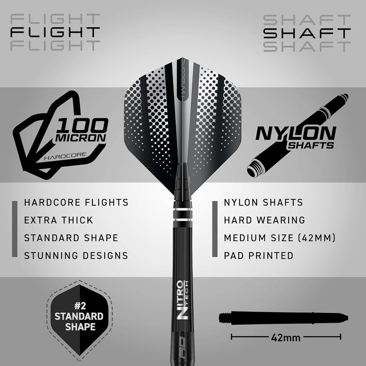 RED DRAGON Razor Edge Series Dartpfeile Tungsten Profi Steel Darts mit Flights und Schäfte 24 g 1, 2