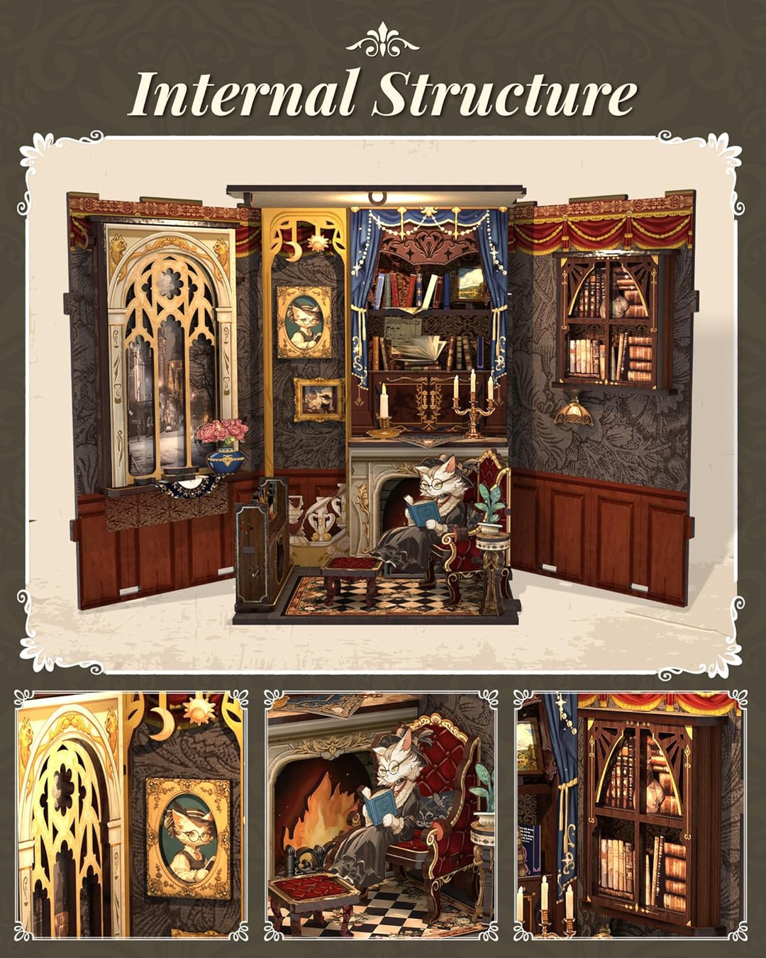 CUTEBEE Book Nook Kit - DIY Miniature House,Puppenhaus Miniatur Haus Selber Baue Bausatz mit Staubsc