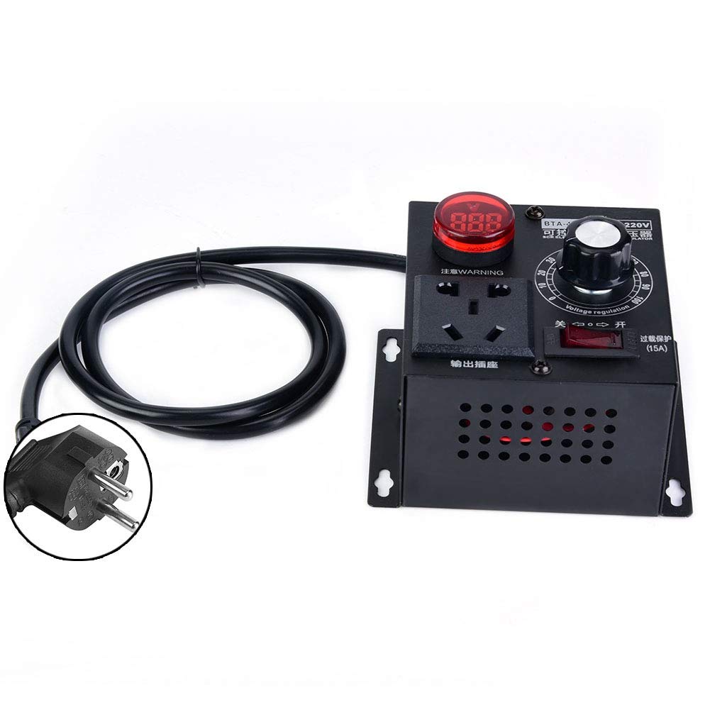 Spannungsregler, AC 220V 4000W SCR Elektrischer Spannungsregler Motor Lüfter Drehzahlregler Dimmer(E