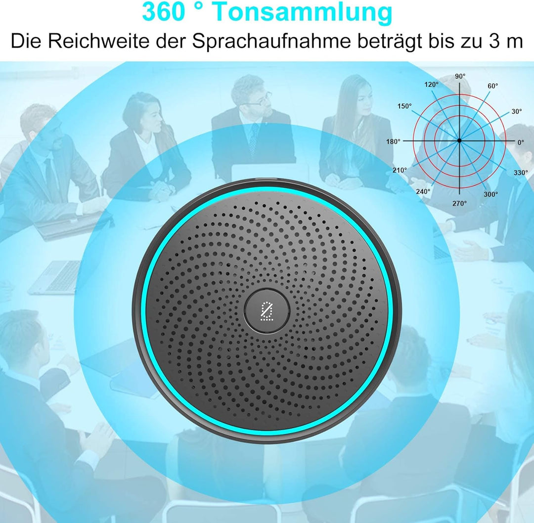 YUANJ Konferenzmikrofon PC USB Mikrofon, 360º PC Mikrofon für Konferenz, Plug & Play Mikrofone für A