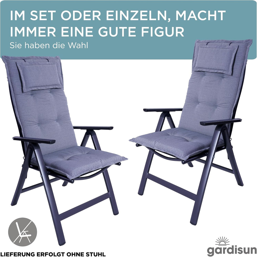 gardisun Gartenstuhlauflagen Hochlehner mit Kopfteil I Extra Dicke Sitzauflagen I Made in Europe I P