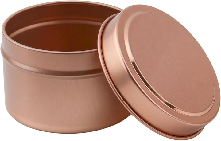 24 Stück 120ml Metall Kerzengläser mit Deckel Rosegold, Leere Kerzendosen zum Kerzen Giessen, Runde