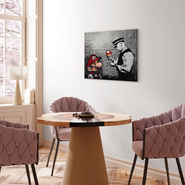 murando - Malen nach Zahlen Banksy Mario 60x40 cm Malset mit Holzrahmen auf Leinwand für Erwachsene