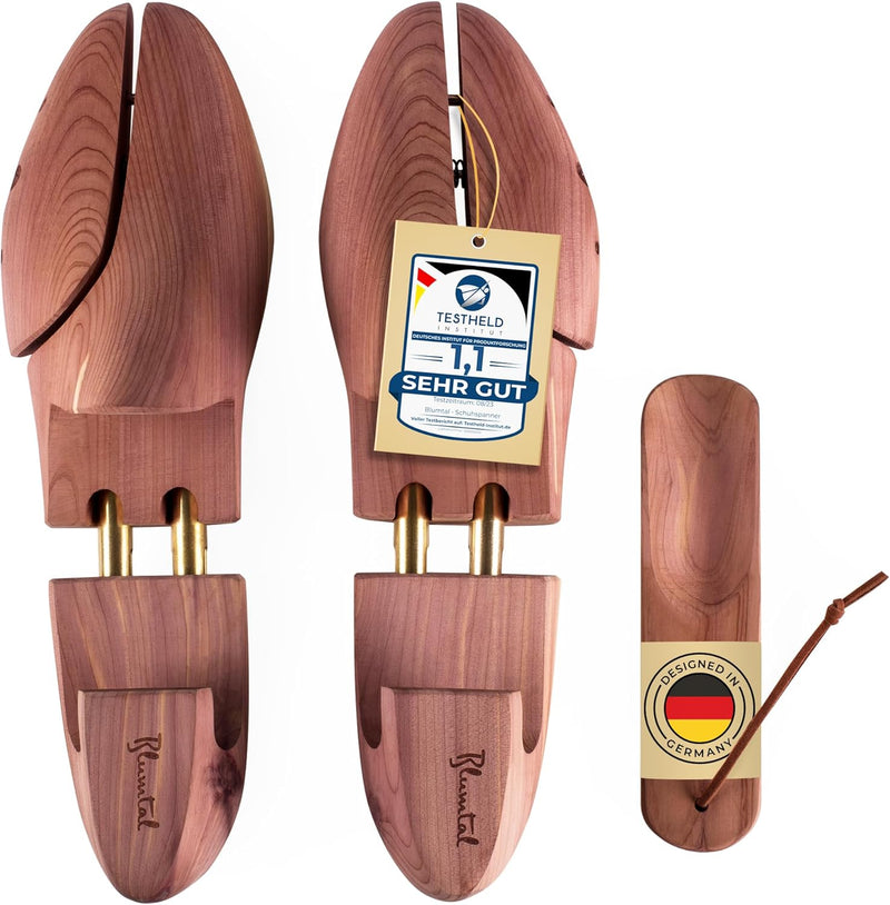 Blumtal - TESTSIEGER - Damen und Herren Premium Schuhspanner aus Zedernholz inkl. Schuhlöffel, Schuh