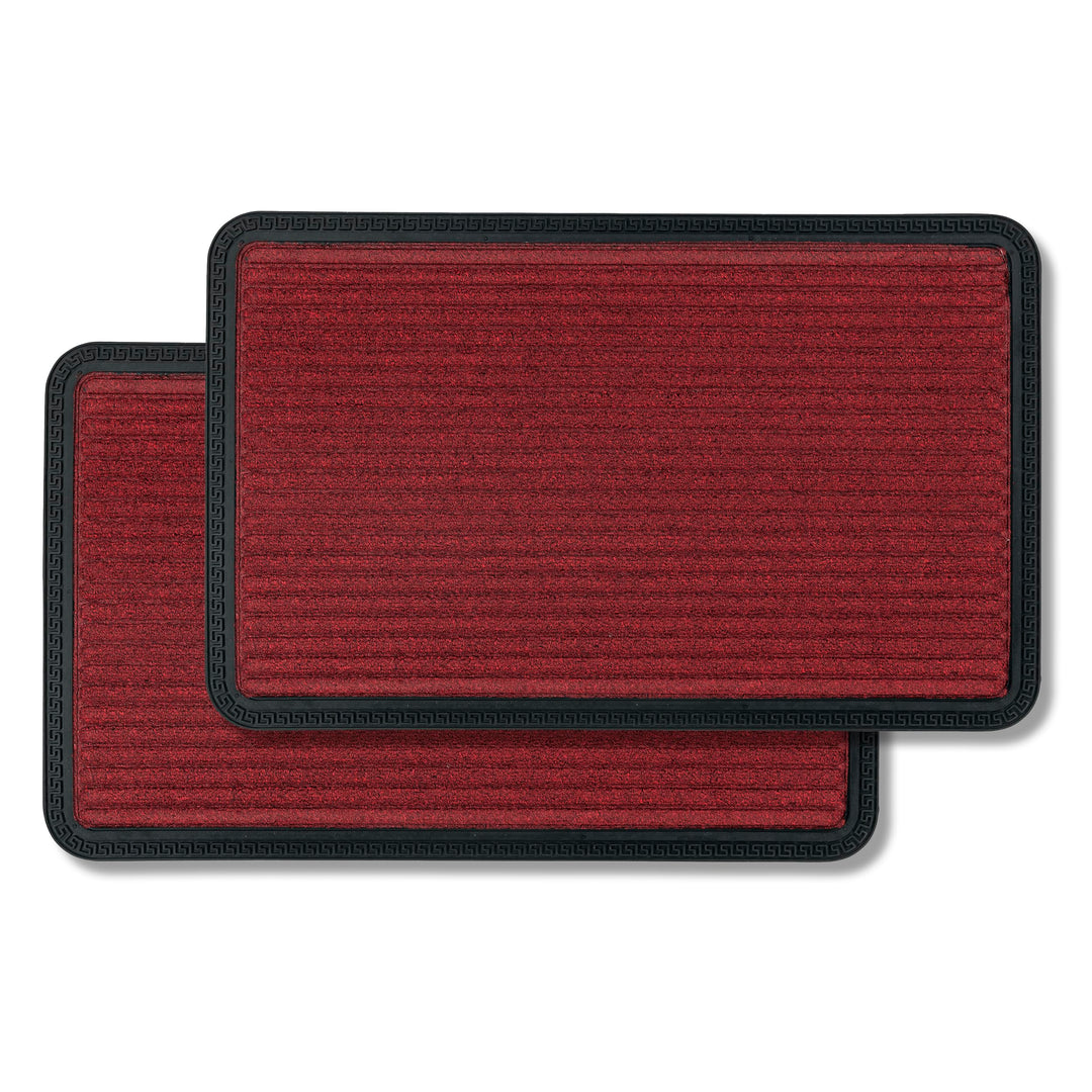 Fussmatte Aussen &amp; Innen rutschfest - Rot Linien 40x60cm 2er Set (Rechteckig) | Robuste Gummi Sauber