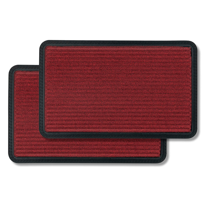 Fussmatte Aussen &amp; Innen rutschfest - Rot Linien 40x60cm 2er Set (Rechteckig) | Robuste Gummi Sauber