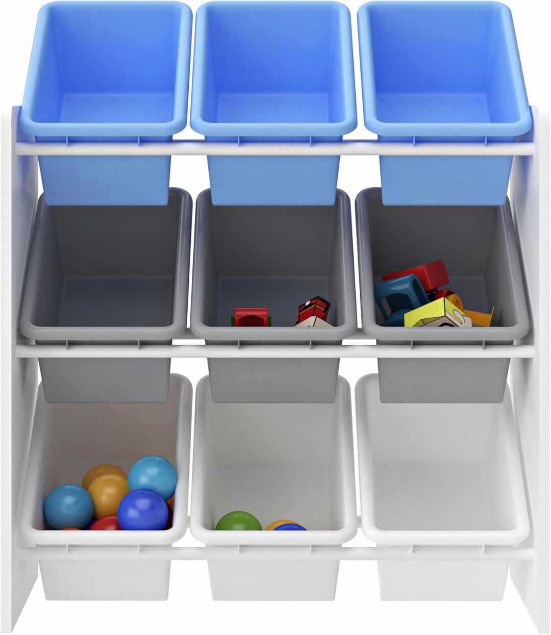 [en.casa] Kinderregal Muxía mit 9 Aufbewahrungsboxen Spielzeugregal mit Koala-Motiv Spielregal Weiss