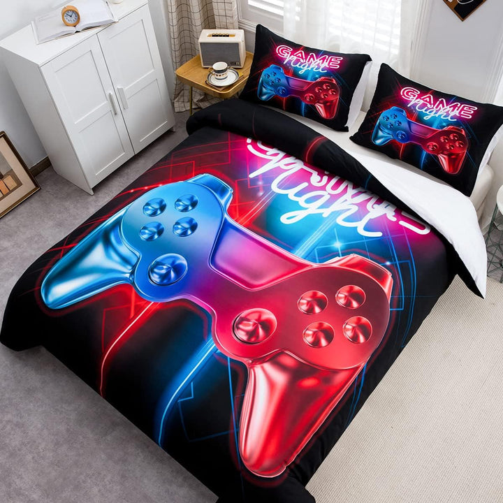 Loussiesd Spielthema Muster Bettwäsche-Set Gamepad Bettbezug für Kinder Jungen Männer Modern Gamer D