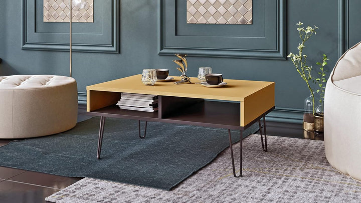 Viosimc Couchtisch Industrial Style Gold, Kaffeetisch, Modernes Möbelstück, Coffee Table für das Woh