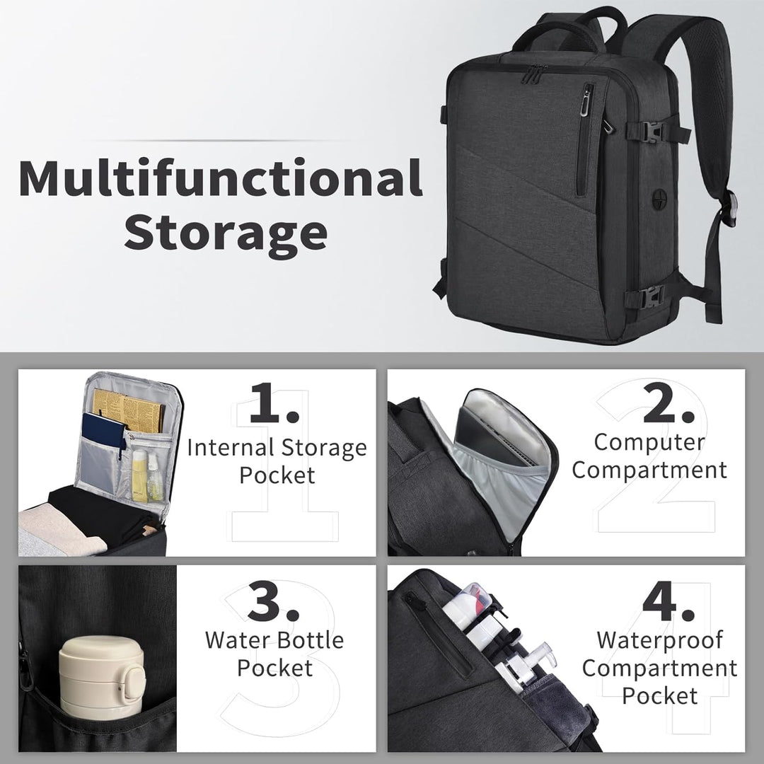 Leyrica Handgepäck Rucksack 45x36x20 für Easyjet, Reiserucksack Tasche Wasserdichter Flugzeug Reiset