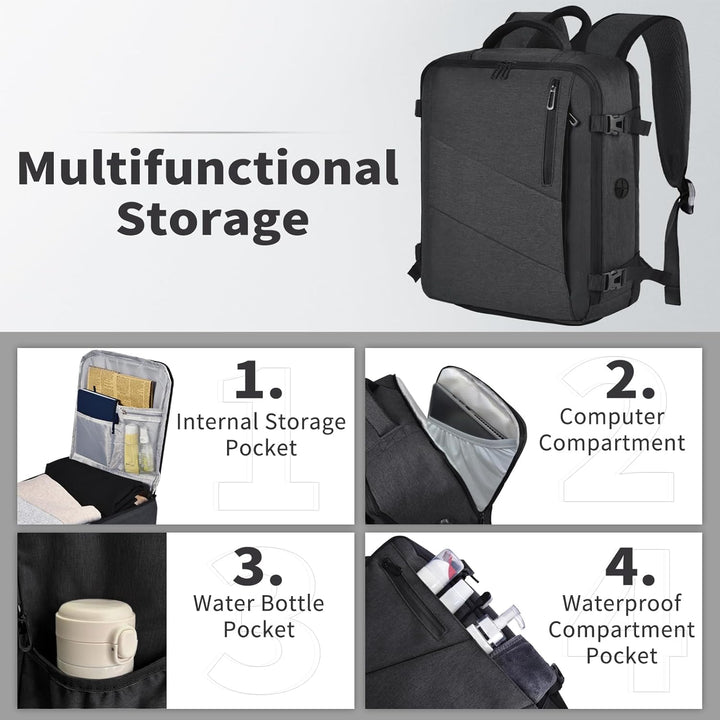 Leyrica Handgepäck Rucksack 45x36x20 für Easyjet, Reiserucksack Tasche Wasserdichter Flugzeug Reiset