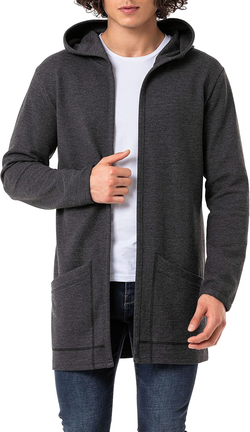Redbridge Langer Kapuzen-Cardigan Bequemer offener Hoodie für Freizeit und Alltag, Anthrazit