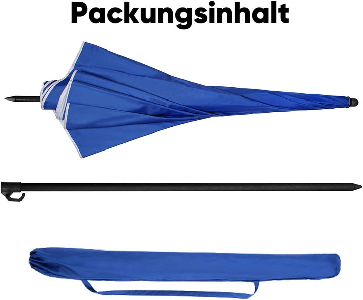 Sekey Sonnenschirm 160 cm mit Schutzhülle, Sonnenschirm Strand mit Neigungswinkel und Höhe verstellb