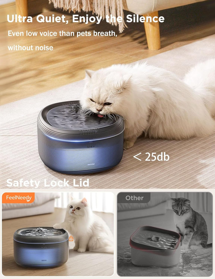 FEELNEEDY Katzenbrunnen für Katzen 3,2L Trinkbrunnen Super Leise 2 Wasserflussmuster Wasserautomat f
