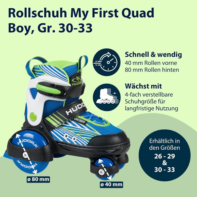 HUDORA Rollschuh My First Quad in versch. Grössen & Farben - hochwertige Rollschuhe für Kinder bis 2