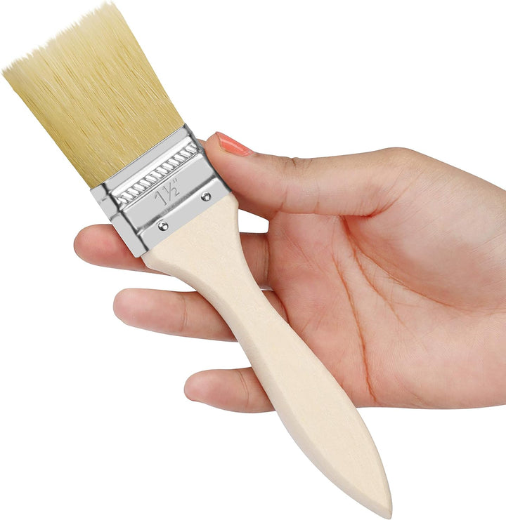 Kurtzy Pinselset (48 STK) – 3,81 cm Profi Malerpinsel mit Holzgriff, Pinsel Set für Farben, Lack, Be