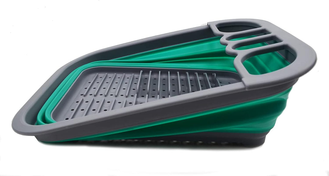 SAMMART 7.5L Collapsible Plastic Dish Drainer - Foldable Drying Rack Set - Portable Dinnerware Organ