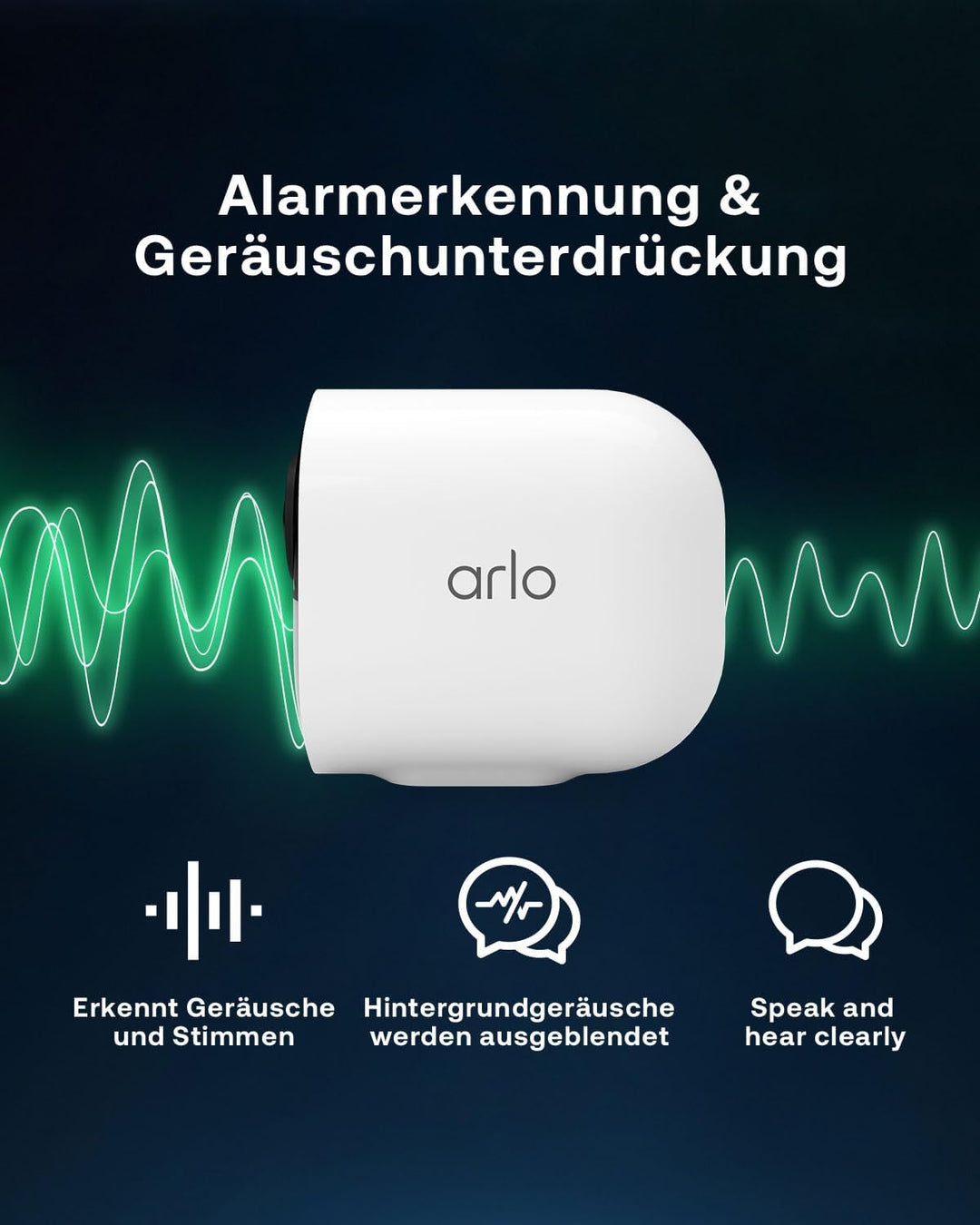 Arlo Ultra 2 Überwachungskamera Aussen WLAN, Kabellos, 4K UHD Qualitätsprodukt, 180° Sichtfeld, Spot