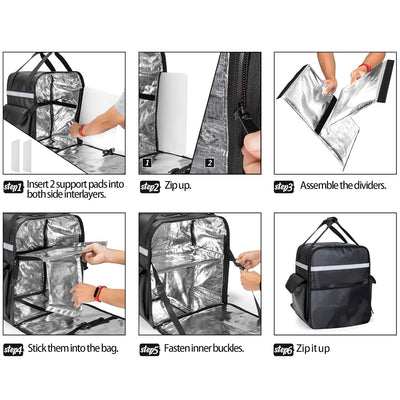 Trunab Insulated Food Delivery Backpack with Removable Dividers, Waterproof Racksack for Bike Delive