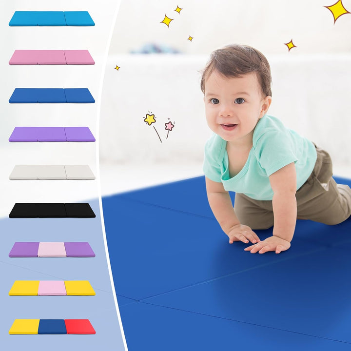 COSTWAY 180 x 60 x 5 cm Weichbodenmatte klappbar, Gymnastikmatte tragbar, Yogamatte wasserabweisend,