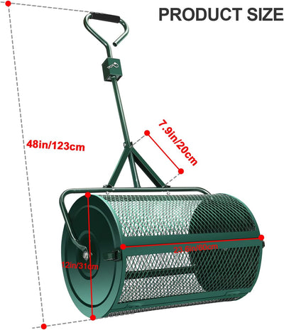 Kompoststreuer, Kompost-Streuer Torfmoos-Streuer mit Schwamm Griff, für Rasen und Garten, Gartenstre