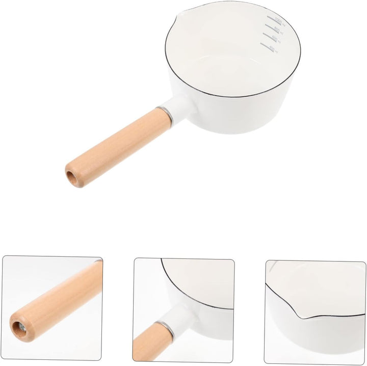 Zerodeko Multifunktionaler Kochtopf aus Emaille für Zuhause Leicht zu Reinigen mit Holzgriff Antihaf