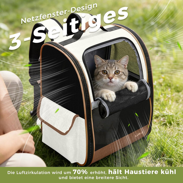 Lekesky Katzen Rucksack Hunderucksack für Mittel/Kleine Haustiere(2-8KG), KatzenRucksack mit Netzfen