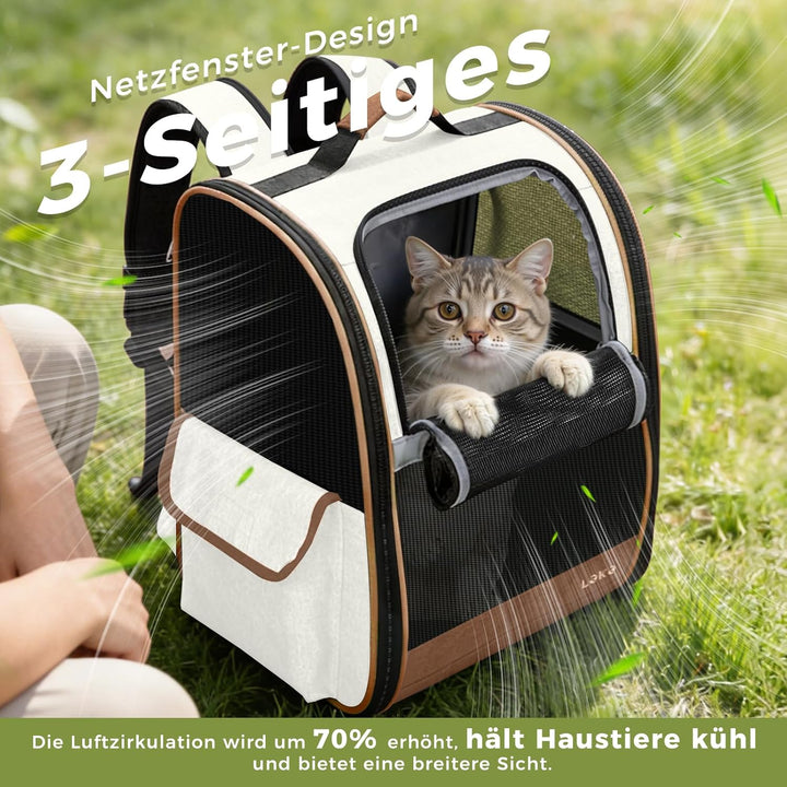 Lekesky Katzen Rucksack Hunderucksack für Mittel/Kleine Haustiere(2-10KG), KatzenRucksack mit Netzfe