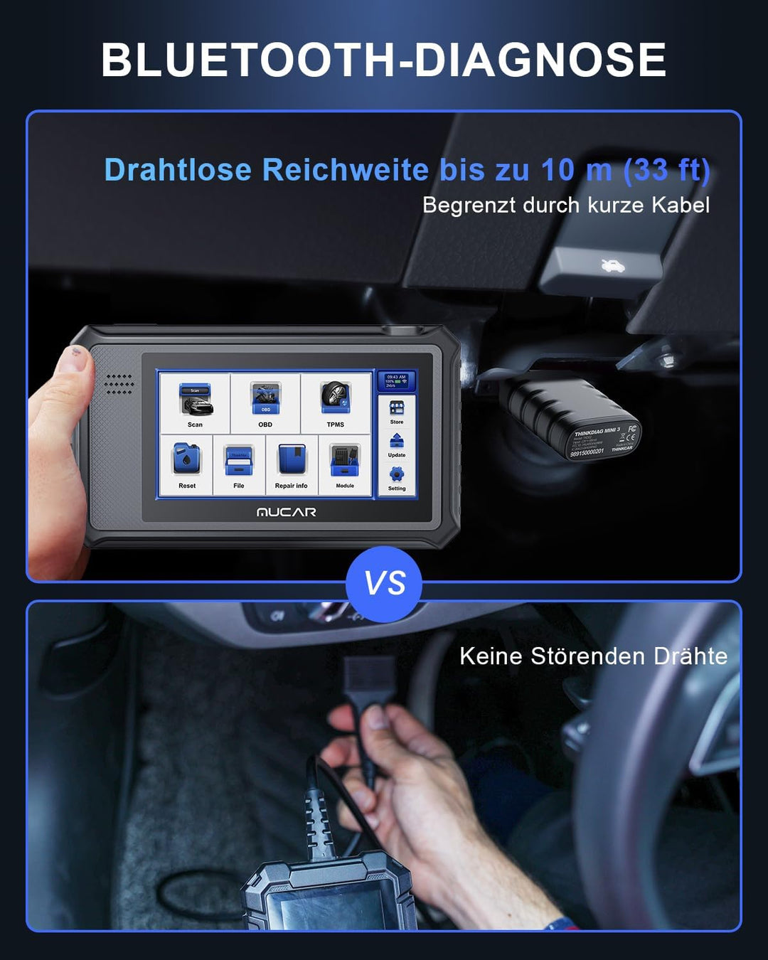 OBD2 Diagnosegerät, MUCAR VO6 Diagnosegerät Auto, Für Alle Fahrzeuge Mit & Alle Systemdiagnosen Und