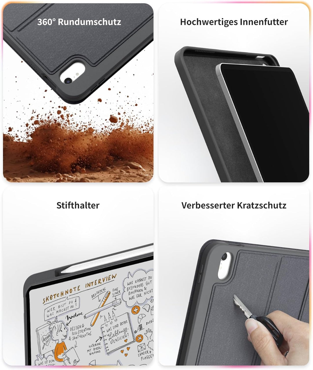 eip Magnetix Tastaturhülle für iPad (A16) 11./10. Gen (2025/2022), mit patentierten Stylus-Shortcuts