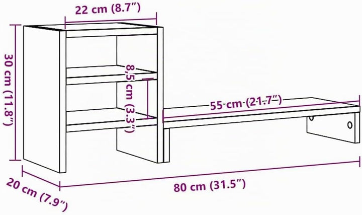 vidaXL Monitorständer mit Schreibtisch-Organizer Schwarz Eichen-Optik, Monitorerhöhung, Schreibtisch