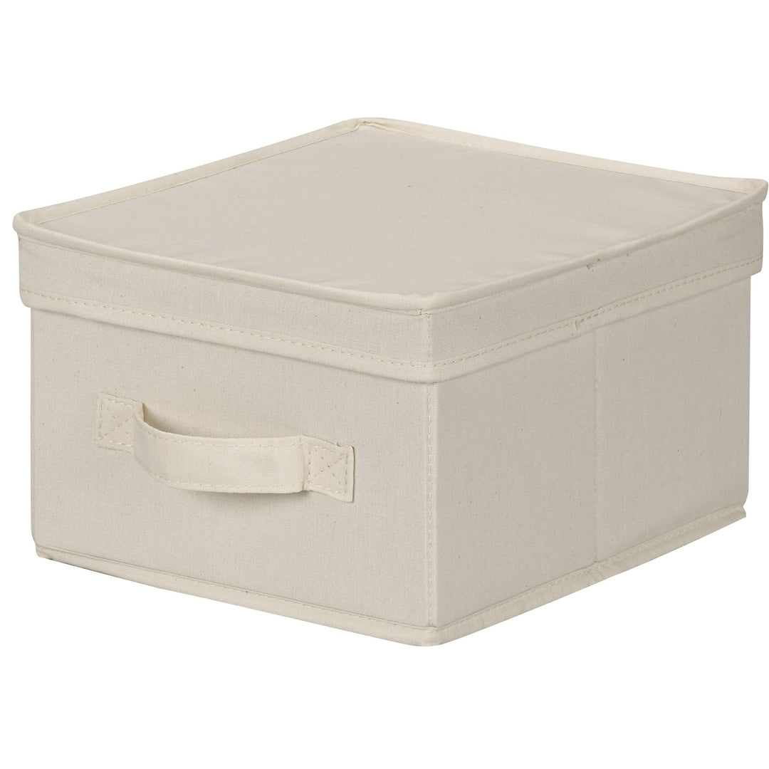 Household Essentials 111 Aufbewahrungsbox mit Deckel und Griff, natürliches beigefarbenes Segeltuch,