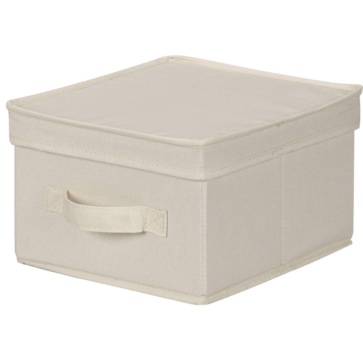 Household Essentials 111 Aufbewahrungsbox mit Deckel und Griff, natürliches beigefarbenes Segeltuch,
